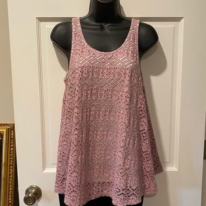 Anthropologie Beautiful Orchid Lace Swing Tank